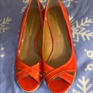 Women's Franco Sarto red patent leather NEW wedges